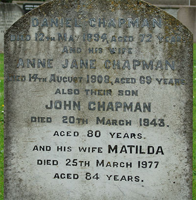 Headstone of Daniel Chapman 1822 - 1894