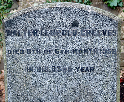 Headstone of Walter Leopold Greeves 1875 - 1958